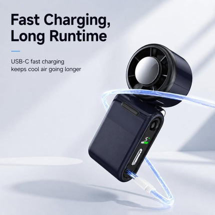 Semiconductor Ice Cooling Handheld Fan 5-Speed Turbo Mini Pocket Fan with Smart LED Power Display USB-C Rechargeable Small Personal Fan