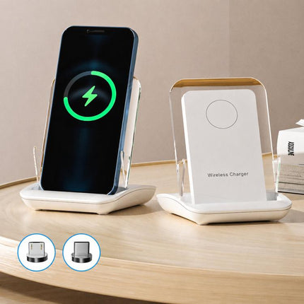 Magnetic Charging Stand With Passive Sound Amplifier Desktop Phone Holder, A9299 (White)