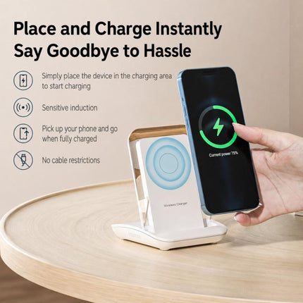 Magnetic Charging Stand With Passive Sound Amplifier Desktop Phone Holder, A9299 (White)