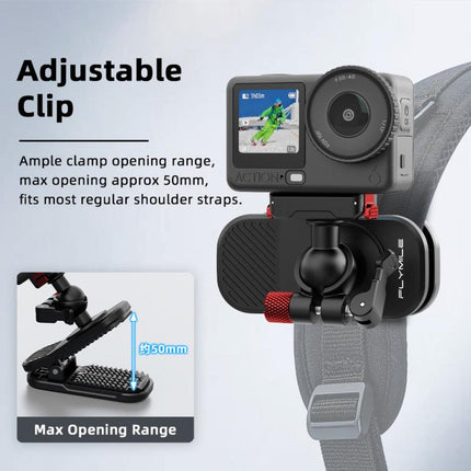 Flymile Magnetic Quick-release Backpack Shoulder Strap Clip Bracket, For DJI Osmo Action 3 / 4 / 5 Pro, For DJI Osmo Action 6 / Nano, For Insta360 Ace / Ace Pro / 2 / X5