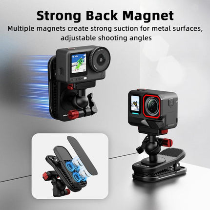 Flymile Magnetic Quick-release Backpack Shoulder Strap Clip Bracket, For DJI Osmo Action 3 / 4 / 5 Pro, For DJI Osmo Action 6 / Nano, For Insta360 Ace / Ace Pro / 2 / X5