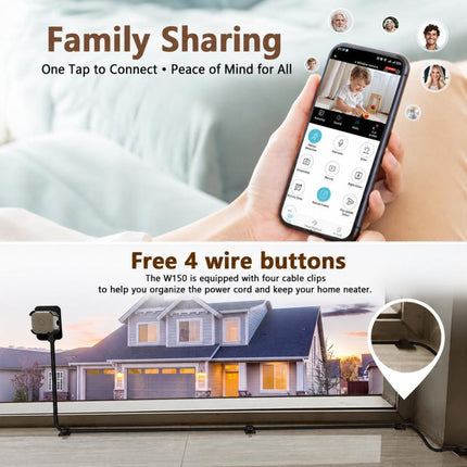 2K HD Smart Dual Bracket Window Camera WiFi Punch-Free Home Security Camera