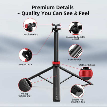 BRDRC 1.6m Ball Head Quick-release Tripod Extension Selfie Stick, For DJI Osmo Action 6 / Nano, For DJI Osmo Action 3 / 4 / 5 Pro