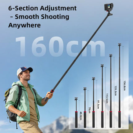 BRDRC 1.6m Ball Head Quick-release Tripod Extension Selfie Stick, For DJI Osmo Action 6 / Nano, For DJI Osmo Action 3 / 4 / 5 Pro