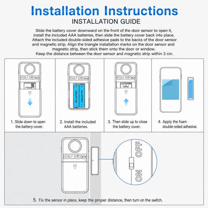 2-Piece Set Wireless Door Window Alarm With Remote Control 130dB Magnetic Sensor For Home Security 4 Modes