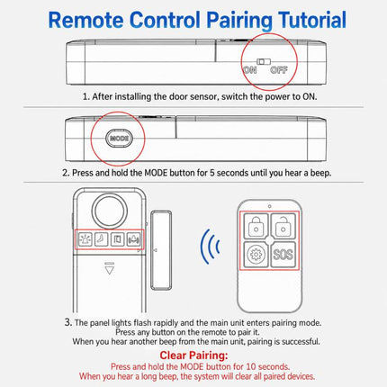 2-Piece Set Wireless Door Window Alarm With Remote Control 130dB Magnetic Sensor For Home Security 4 Modes