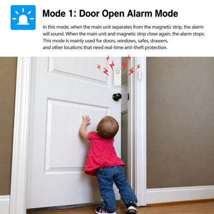 2-Piece Set Wireless Door Window Alarm With Remote Control 130dB Magnetic Sensor For Home Security 4 Modes