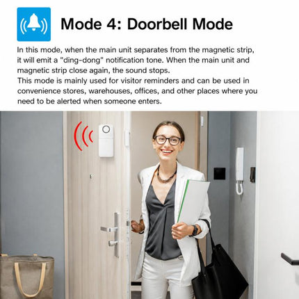 2-Piece Set Wireless Door Window Alarm With Remote Control 130dB Magnetic Sensor For Home Security 4 Modes