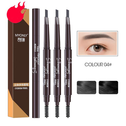 MYONLY Dual-Ended Eyebrow Pencil Set with Spoolie Brush, 3pcs Black, 3pcs Light Coffee, 3pcs Medium Coffee, 3pcs Grey, 3pcs Deep Coffee, 3pcs Black+Light Coffee+Deep Coffee, 3pcs Black+Light Coffee+Grey, 3pcs Black+Medium+Grey, 3pcs Black+Grey+Deep Cof...