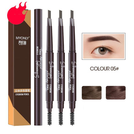 MYONLY Dual-Ended Eyebrow Pencil Set with Spoolie Brush, 3pcs Black, 3pcs Light Coffee, 3pcs Medium Coffee, 3pcs Grey, 3pcs Deep Coffee, 3pcs Black+Light Coffee+Deep Coffee, 3pcs Black+Light Coffee+Grey, 3pcs Black+Medium+Grey, 3pcs Black+Grey+Deep Cof...