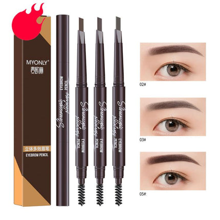 MYONLY Dual-Ended Eyebrow Pencil Set with Spoolie Brush, 3pcs Black, 3pcs Light Coffee, 3pcs Medium Coffee, 3pcs Grey, 3pcs Deep Coffee, 3pcs Black+Light Coffee+Deep Coffee, 3pcs Black+Light Coffee+Grey, 3pcs Black+Medium+Grey, 3pcs Black+Grey+Deep Cof...