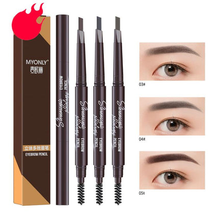 MYONLY Dual-Ended Eyebrow Pencil Set with Spoolie Brush, 3pcs Black, 3pcs Light Coffee, 3pcs Medium Coffee, 3pcs Grey, 3pcs Deep Coffee, 3pcs Black+Light Coffee+Deep Coffee, 3pcs Black+Light Coffee+Grey, 3pcs Black+Medium+Grey, 3pcs Black+Grey+Deep Cof...