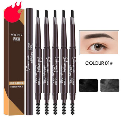 MYONLY Dual-Ended Eyebrow Pencil Set with Spoolie Brush, 3pcs Black, 3pcs Light Coffee, 3pcs Medium Coffee, 3pcs Grey, 3pcs Deep Coffee, 3pcs Black+Light Coffee+Deep Coffee, 3pcs Black+Light Coffee+Grey, 3pcs Black+Medium+Grey, 3pcs Black+Grey+Deep Cof...