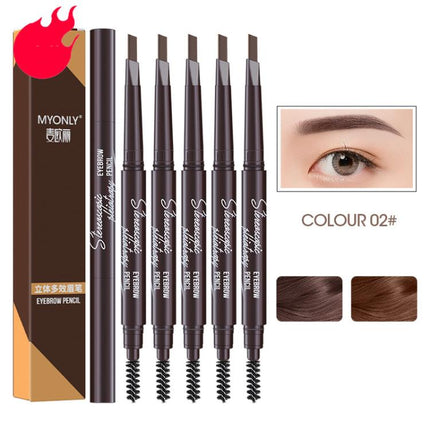 MYONLY Dual-Ended Eyebrow Pencil Set with Spoolie Brush, 3pcs Black, 3pcs Light Coffee, 3pcs Medium Coffee, 3pcs Grey, 3pcs Deep Coffee, 3pcs Black+Light Coffee+Deep Coffee, 3pcs Black+Light Coffee+Grey, 3pcs Black+Medium+Grey, 3pcs Black+Grey+Deep Cof...