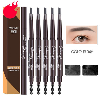 MYONLY Dual-Ended Eyebrow Pencil Set with Spoolie Brush, 3pcs Black, 3pcs Light Coffee, 3pcs Medium Coffee, 3pcs Grey, 3pcs Deep Coffee, 3pcs Black+Light Coffee+Deep Coffee, 3pcs Black+Light Coffee+Grey, 3pcs Black+Medium+Grey, 3pcs Black+Grey+Deep Cof...