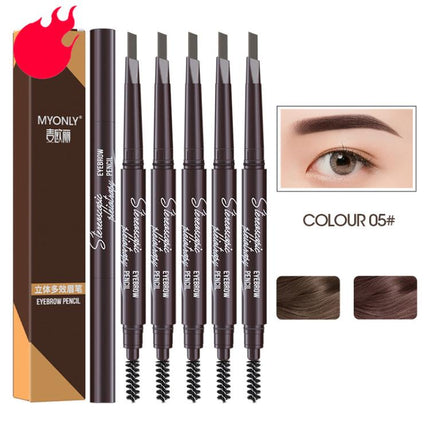 MYONLY Dual-Ended Eyebrow Pencil Set with Spoolie Brush, 3pcs Black, 3pcs Light Coffee, 3pcs Medium Coffee, 3pcs Grey, 3pcs Deep Coffee, 3pcs Black+Light Coffee+Deep Coffee, 3pcs Black+Light Coffee+Grey, 3pcs Black+Medium+Grey, 3pcs Black+Grey+Deep Cof...