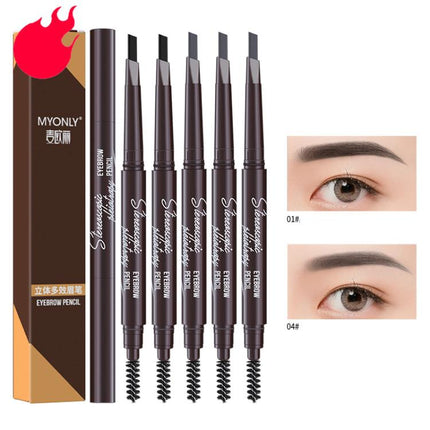 MYONLY Dual-Ended Eyebrow Pencil Set with Spoolie Brush, 3pcs Black, 3pcs Light Coffee, 3pcs Medium Coffee, 3pcs Grey, 3pcs Deep Coffee, 3pcs Black+Light Coffee+Deep Coffee, 3pcs Black+Light Coffee+Grey, 3pcs Black+Medium+Grey, 3pcs Black+Grey+Deep Cof...