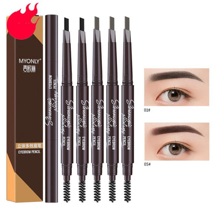 MYONLY Dual-Ended Eyebrow Pencil Set with Spoolie Brush, 3pcs Black, 3pcs Light Coffee, 3pcs Medium Coffee, 3pcs Grey, 3pcs Deep Coffee, 3pcs Black+Light Coffee+Deep Coffee, 3pcs Black+Light Coffee+Grey, 3pcs Black+Medium+Grey, 3pcs Black+Grey+Deep Cof...