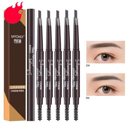 MYONLY Dual-Ended Eyebrow Pencil Set with Spoolie Brush, 3pcs Black, 3pcs Light Coffee, 3pcs Medium Coffee, 3pcs Grey, 3pcs Deep Coffee, 3pcs Black+Light Coffee+Deep Coffee, 3pcs Black+Light Coffee+Grey, 3pcs Black+Medium+Grey, 3pcs Black+Grey+Deep Cof...