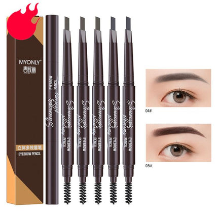 MYONLY Dual-Ended Eyebrow Pencil Set with Spoolie Brush, 3pcs Black, 3pcs Light Coffee, 3pcs Medium Coffee, 3pcs Grey, 3pcs Deep Coffee, 3pcs Black+Light Coffee+Deep Coffee, 3pcs Black+Light Coffee+Grey, 3pcs Black+Medium+Grey, 3pcs Black+Grey+Deep Cof...