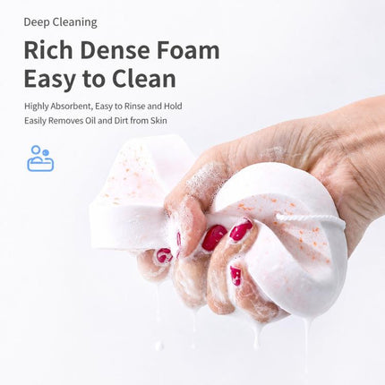 MYONLY Soft PVA Facial Cleansing Sponge with Lanyard and Travel Case Gentle Exfoliating Face Washing Sponge, 15T Seaweed, 15T Pearl, 15T Walnut, 15T Bamboo Charcoal, 15T Wood Pulp, 20T Bayberry, 20T Blueberry, 20T Sweet Orange, 20T Lavender, 20T Green ...