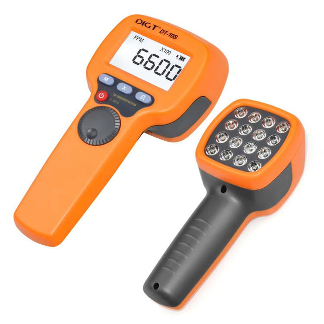 DIGT DT-10S Handheld Digital Stroboscope Tachometer 60-99999 RPM Non-Contact Tachometer with 1500 LUX LED Light, DT-10S