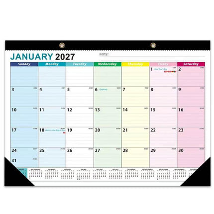 18 Months Jan 2027 - Jun 2028 Desk Calendar 17inch x 12inch Large Monthly Wall Calendar, Fresh Flower, European Style, Black Classic, Watercolor Florals, Fluid Style, Holiday Theme, Fresh Watercolor Style