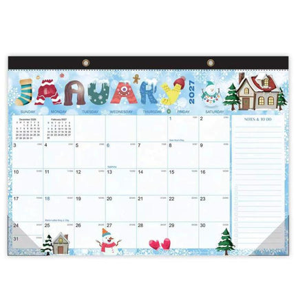 18 Months Jan 2027 - Jun 2028 Desk Calendar 17inch x 12inch Large Monthly Wall Calendar, Fresh Flower, European Style, Black Classic, Watercolor Florals, Fluid Style, Holiday Theme, Fresh Watercolor Style