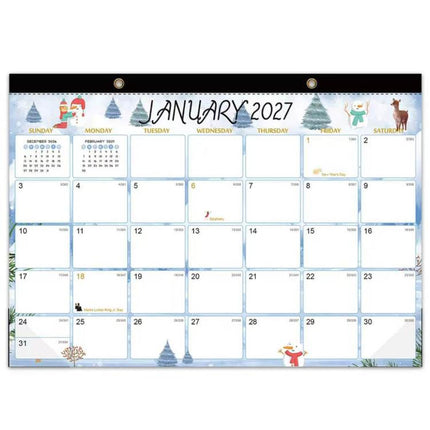 18 Months Jan 2027 - Jun 2028 Desk Calendar 17inch x 12inch Large Monthly Wall Calendar, Fresh Flower, European Style, Black Classic, Watercolor Florals, Fluid Style, Holiday Theme, Fresh Watercolor Style