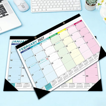 18 Months Jan 2027 - Jun 2028 Desk Calendar 17inch x 12inch Large Monthly Wall Calendar, Fresh Flower, European Style, Black Classic, Watercolor Florals, Fluid Style, Holiday Theme, Fresh Watercolor Style