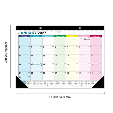 18 Months Jan 2027 - Jun 2028 Desk Calendar 17inch x 12inch Large Monthly Wall Calendar, Fresh Flower, European Style, Black Classic, Watercolor Florals, Fluid Style, Holiday Theme, Fresh Watercolor Style