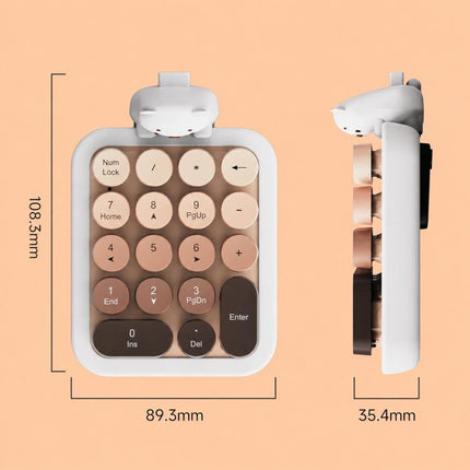 Ajazz AF18 Laptop 2.4G Wireless Numeric Keypad 18 Keys Numpad With Cute Silicone Bear Cover
