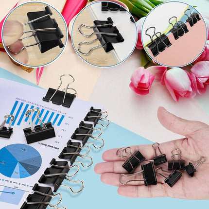 Binder Clips Office Document Paper Ticket Clips Rubber Band Set, Colorful 240pcs /Set, Black 240pcs /Set, Colorful 300pcs /Set, Colorful 350pcs /Set, Pink 380pcs /Set, Black Silver 340pcs /Set