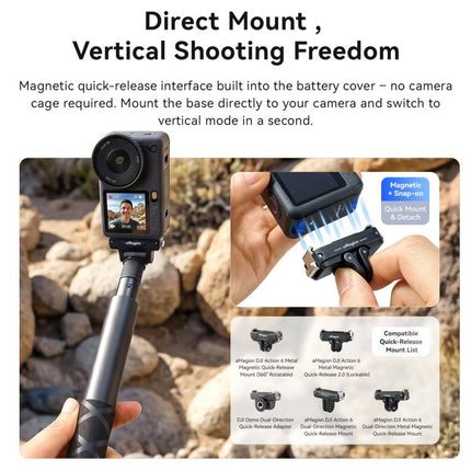 For DJI Osmo Action 6 aMagisn Vertical Shoot Battery Cover Magnetic Quick Release Metal Battery Door