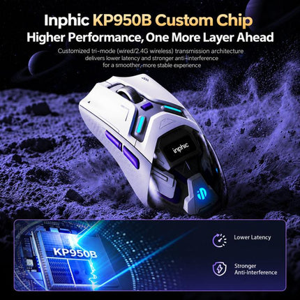 Inphic ZHEN Tri-Mode Wireless Gaming Mouse With OLED Display, Magnetic Charging Dock