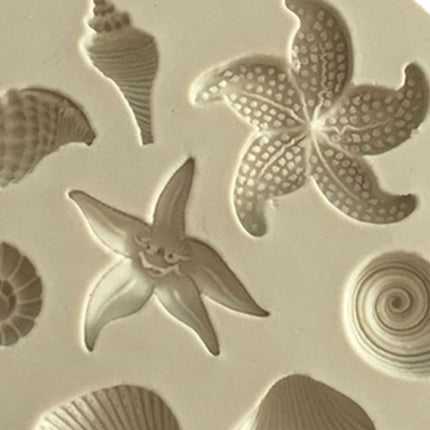 2 PCS  Marine Element Mould Sea Star Conch Shell Model Silicone Cake Fondant Tool, Cake Fondant Tool