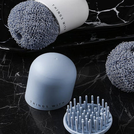 Polyester Cleaning Ball Household Handle Cleaning Brush Kitchen Short Handle Dishwashing Pot Brush