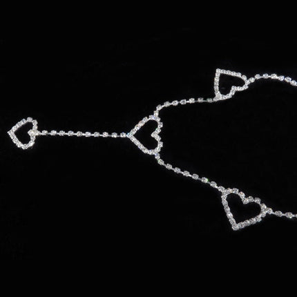 Vintage Heart Waist Chain Sexy Rhinestone Belts, Length: 120cm