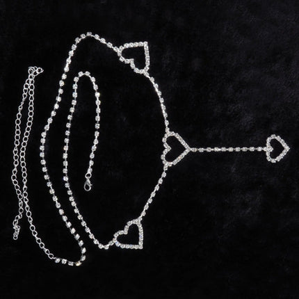Vintage Heart Waist Chain Sexy Rhinestone Belts, Length: 120cm