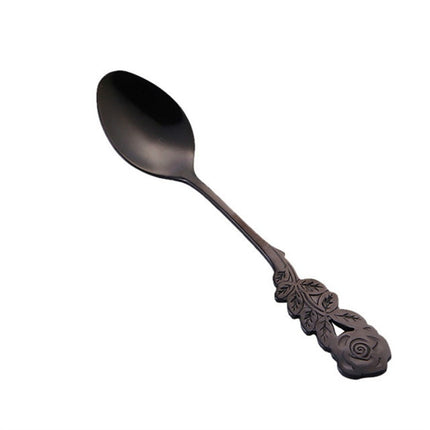 Small Mini Stainless Steel Rose Flower Coffee Spoon Strring Spoon Teaspoon Tea Spoon Dessert Spoon Long Handle Tableware