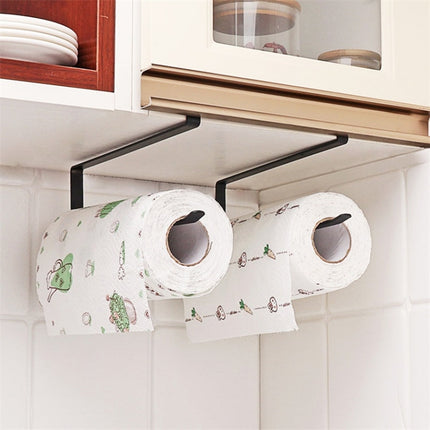 Door Cabinet Hanging Paper Towel Rack Partition Layer Kitchen Paper Cling Film Storage Rack, Black