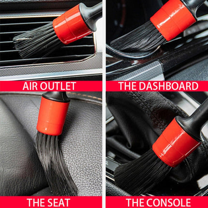 5 Pcs Car Detailing Brush Cleaning Natural Boar Hair Brushes Auto Detail Tools Products Wheels Dashboard, 5 in 1 Random Color Delivery, 5 in 1 Black, 5 in 1 White