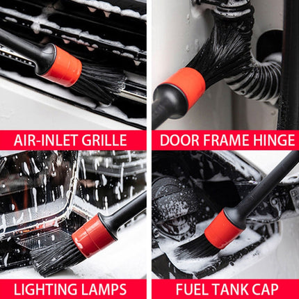 5 Pcs Car Detailing Brush Cleaning Natural Boar Hair Brushes Auto Detail Tools Products Wheels Dashboard, 5 in 1 Random Color Delivery, 5 in 1 Black, 5 in 1 White