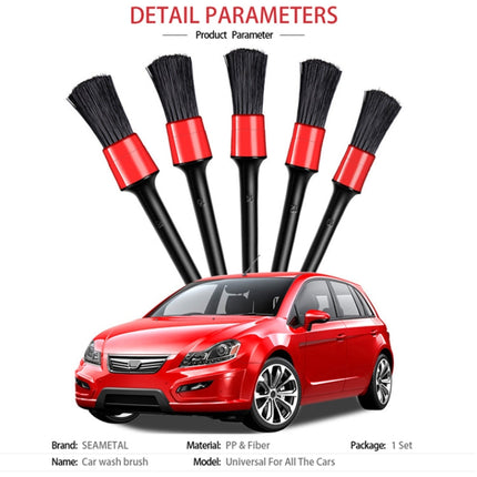 5 Pcs Car Detailing Brush Cleaning Natural Boar Hair Brushes Auto Detail Tools Products Wheels Dashboard, 5 in 1 Random Color Delivery, 5 in 1 Black, 5 in 1 White