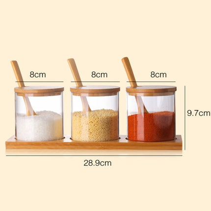 Creative Borosilicate Transparent Seasoning Jar Kitchen Supplies, Spoon, Single Glass Jar, One Sets
