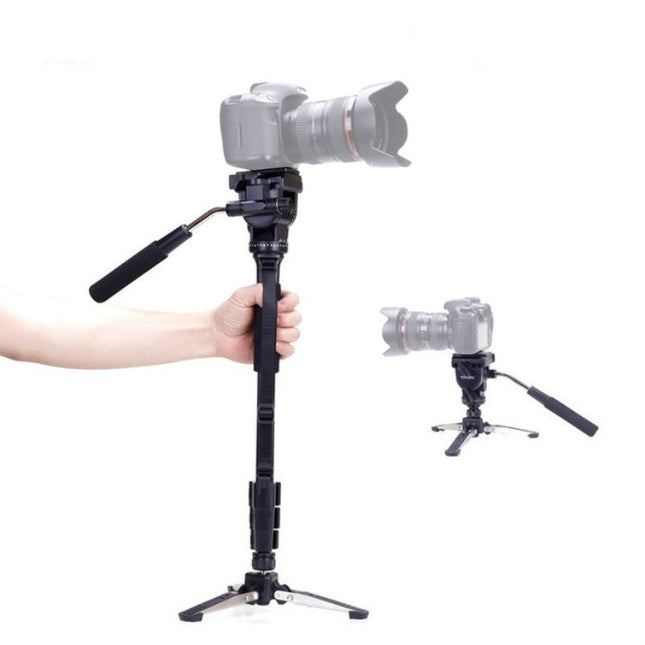 YUNTENG VCT-288RM SLR Camera Monopod Camera Support Foot Hydraulic Head Professional Photography Stand, Max Height: 1.48m
