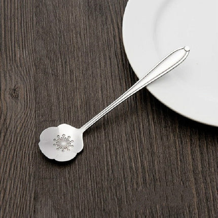 3 PCS Stainless Steel Household Creative Flower Spoon Coffee Stirring Spoon, Sun Flower Spoon, Sunflower Spoon, Pansy Flower Spoon, Bellflower Spoon, Plum Flower Spoon, Cosmos Flower Spoon
