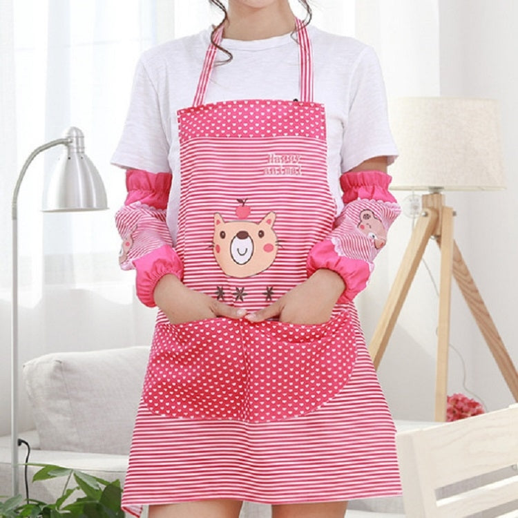 Kitchen Oilproof Cartoon Bear Apron with Sleeve