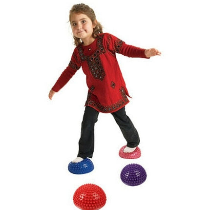 Hemisphere Balance Stepping Stones Durian Spiky Massage Ball Sensory Integration Indoor Outdoor Games Toys for Kids Children, Yellow, Purple, Rose Red, Red, Blue, Green