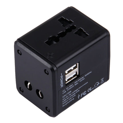 World-Wide Universal Travel Concealable Plugs Adapter with & Built-in Dual USB Ports Charger for US, UK, AU, EU